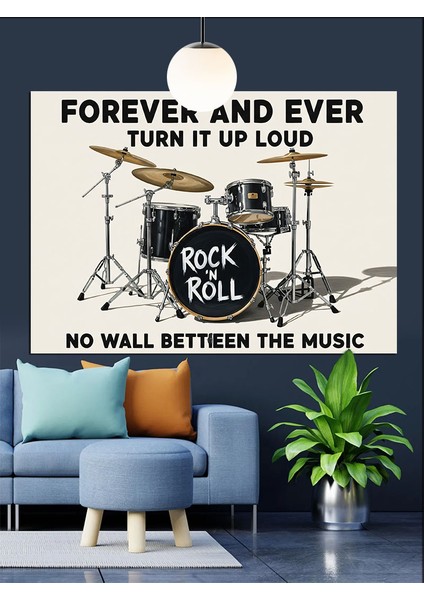 Rock 'n Roll Davul Seti Dekoratif Kanvas - Mdf Ahşap Tablo fırsatları