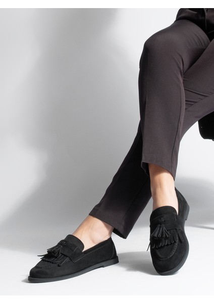 Kadın Loafer Püsküllü Günlük Ayakkabı Petlin Siyah Süet fiyatları