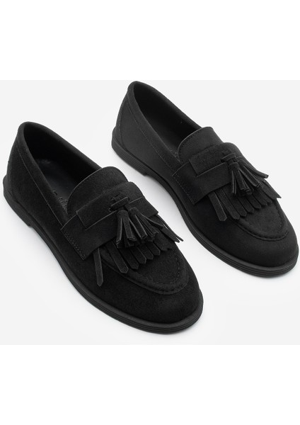 Kadın Loafer Püsküllü Günlük Ayakkabı Petlin Siyah Süet indirimleri