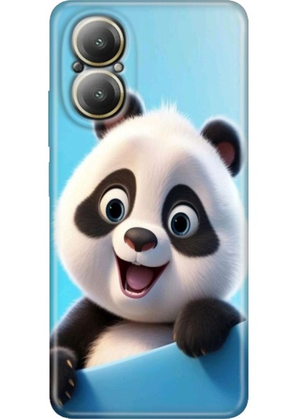 Realme 12 Lite Kılıf Renkli Rubber Baskılı Silikon Panda