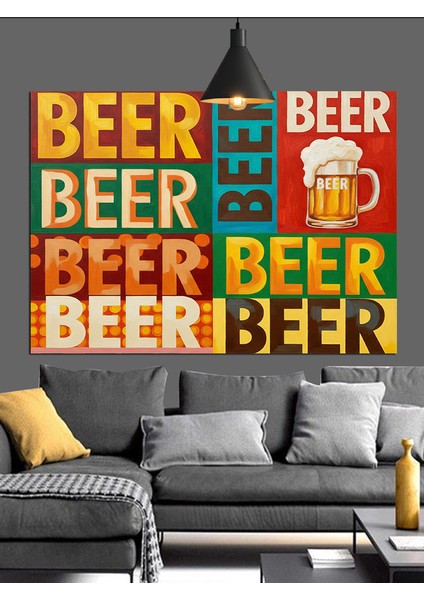 "bira" Kelimesi Afişi Dekoratif Kanvas - Mdf Ahşap Tablo