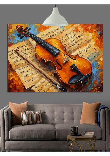 Eski Notalı Keman, Müzik Aleti Dekoratif Kanvas - Mdf Ahşap Tablo modelleri