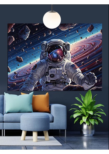 Uzayda Gezen Astronot Bilim Dekoratif Kanvas - Mdf Ahşap Tablo modelleri