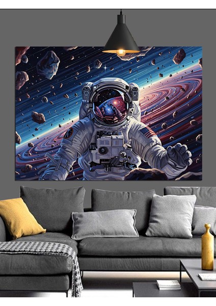 Uzayda Gezen Astronot Bilim Dekoratif Kanvas - Mdf Ahşap Tablo indirimleri
