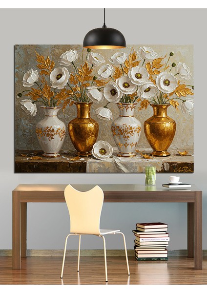 Altın Vazo Dekoratif Sanat Dekoratif Kanvas - Mdf Ahşap Tablo fiyatları