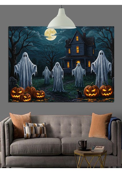 Cadılar Bayramı Perili Köşk Dekoratif Kanvas - Mdf Ahşap Tablo