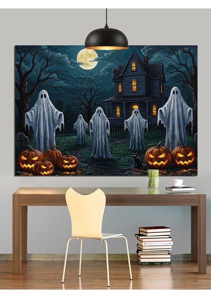 Cadılar Bayramı Perili Köşk Dekoratif Kanvas - Mdf Ahşap Tablo fiyatları
