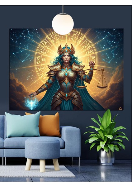 Adalet Tanrıçası, Burçlar ve Terazi Dekoratif Kanvas - Mdf Ahşap Tablo fırsatları