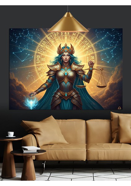 Adalet Tanrıçası, Burçlar ve Terazi Dekoratif Kanvas - Mdf Ahşap Tablo indirimleri