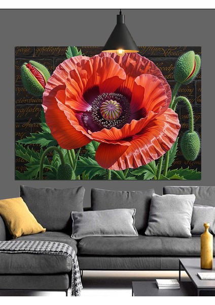 Kırmızı Gelincik Çiçek Resmi Dekoratif Kanvas - Mdf Ahşap Tablo fiyatları
