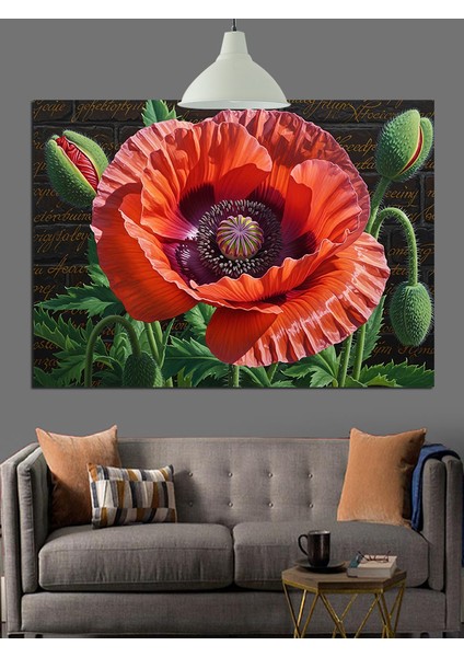 Kırmızı Gelincik Çiçek Resmi Dekoratif Kanvas - Mdf Ahşap Tablo modelleri