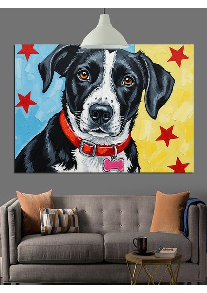 Siyah Beyaz Köpek Dost Dekoratif Kanvas - Mdf Ahşap Tablo modelleri