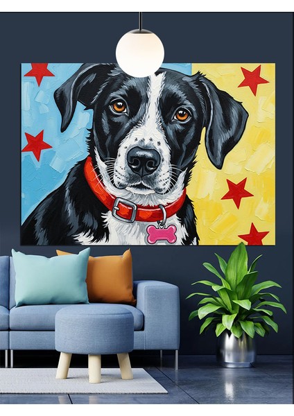 Siyah Beyaz Köpek Dost Dekoratif Kanvas - Mdf Ahşap Tablo indirimleri