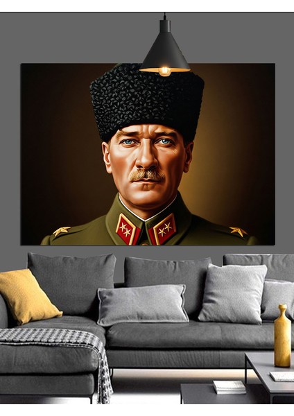 Asker Üniformalı Atatürk Dekoratif Kanvas - Mdf Ahşap Tablo fırsatları
