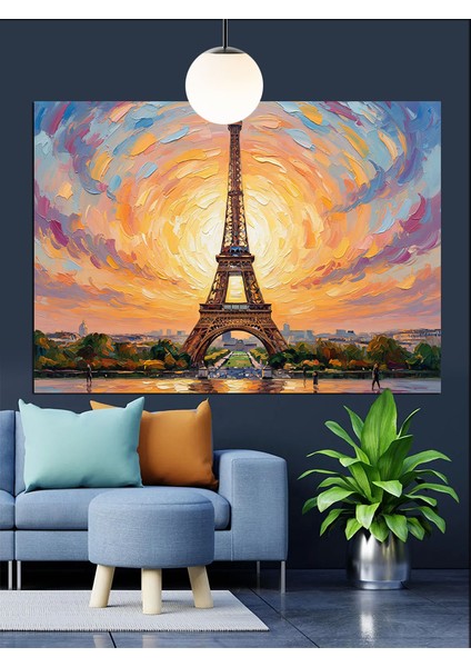 Eyfel Kulesi Gün Batımı Sanat Dekoratif Kanvas - Mdf Ahşap Tablo fiyatları