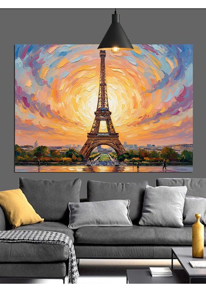 Eyfel Kulesi Gün Batımı Sanat Dekoratif Kanvas - Mdf Ahşap Tablo fırsatları