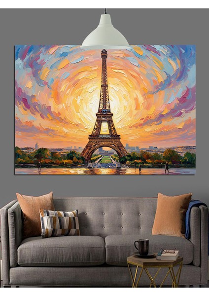 Eyfel Kulesi Gün Batımı Sanat Dekoratif Kanvas - Mdf Ahşap Tablo indirimleri