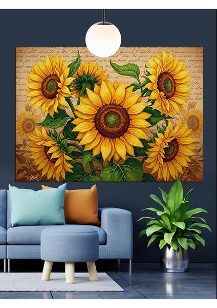 Parlak Sarı Ayçiçeği Detay Dekoratif Kanvas - Mdf Ahşap Tablo