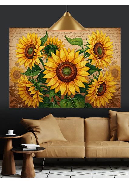 Parlak Sarı Ayçiçeği Detay Dekoratif Kanvas - Mdf Ahşap Tablo fiyatları