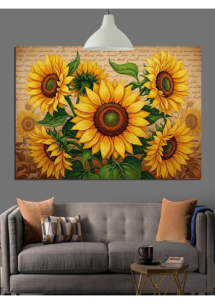 Parlak Sarı Ayçiçeği Detay Dekoratif Kanvas - Mdf Ahşap Tablo fırsatları