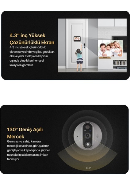 Akıllı Kapı Zili | Wifi, Kameralı, Uzaktan Kontrolü, Gece Görüşü, Hareket Sensörü | Kapı Merceği, Kapı Görüntüleyici, Kapı Merceği| 130° Görüş Açıso indirimleri