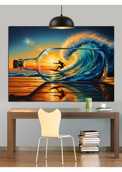 Büyük Dalgada Sörf Yapan Adam Dekoratif Kanvas - Mdf Ahşap Tablo indirimleri