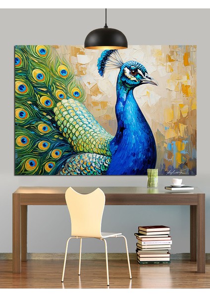 Parlak Tavus Kuşu Tüy Detayı Dekoratif Kanvas - Mdf Ahşap Tablo fiyatları