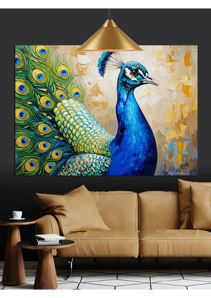 Parlak Tavus Kuşu Tüy Detayı Dekoratif Kanvas - Mdf Ahşap Tablo fırsatları