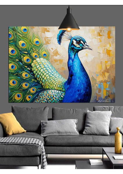 Parlak Tavus Kuşu Tüy Detayı Dekoratif Kanvas - Mdf Ahşap Tablo indirimleri