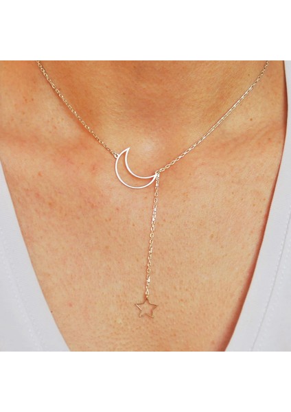 Mi̇ni̇mali̇st 925 Ayar Ay Yildiz Kolye