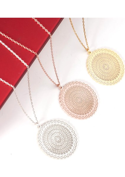 925 Ayar Gümüş Allah 99 Isim 24 Ayar Altın Kaplama Islami Kolye modelleri