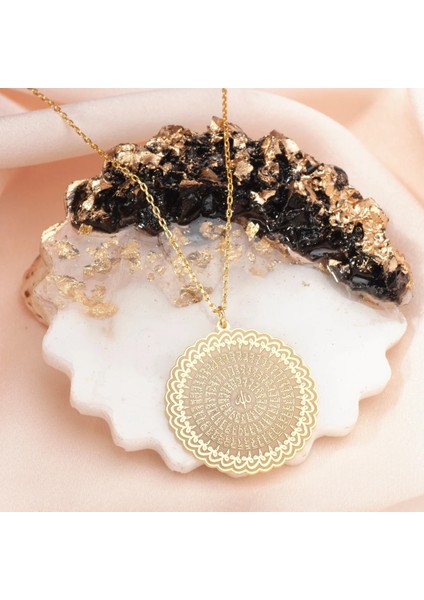 925 Ayar Gümüş Allah 99 Isim 24 Ayar Altın Kaplama Islami Kolye