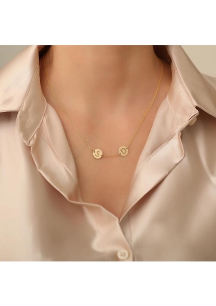 925 Ayar Gümüş Harfli Çift Kolyesi