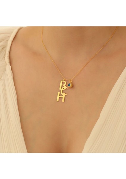 925 Ayar Gümüş Dikey Harfli Nazar Boncuklu Kolye fiyatları