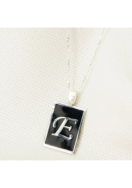 925 Ayar Gümüş Çerçeve Model Mineli Harfli Kolye Kadın / Erkek