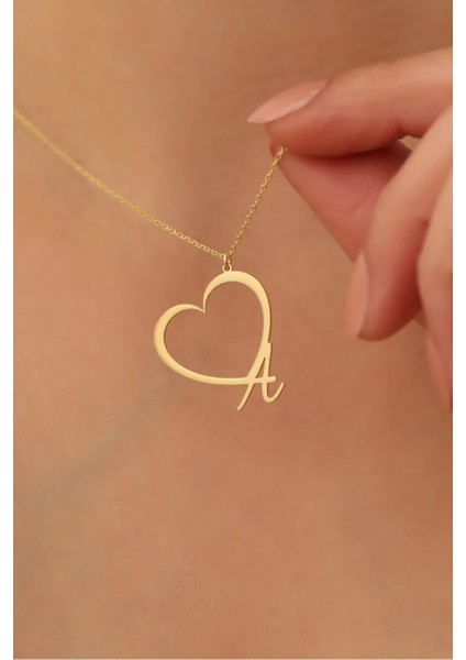 925 Ayar Gümüş Kişiye Özel Kalpli Harf Kolye fiyatları