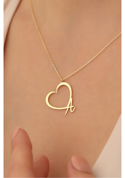 925 Ayar Gümüş Kişiye Özel Kalpli Harf Kolye modelleri