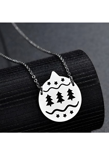 925 Ayar Gümüş Rodyumlu Yılbaşı Model Kolye