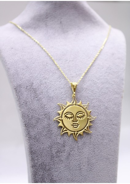 Kadın 925 Ayar Gümüş Altın Kaplama Güneş Kolye fiyatları