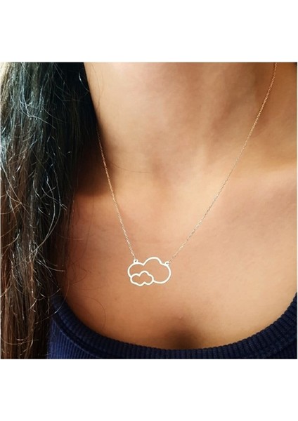 Kadın 925 Ayar Gümüş Ikili Bulut Model Kolye fiyatları