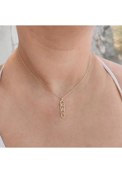 925 Ayar Gümüş Altın Kaplama Harfli Çift Kolyesi modelleri