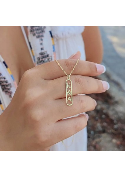 925 Ayar Gümüş Altın Kaplama Harfli Çift Kolyesi fırsatları