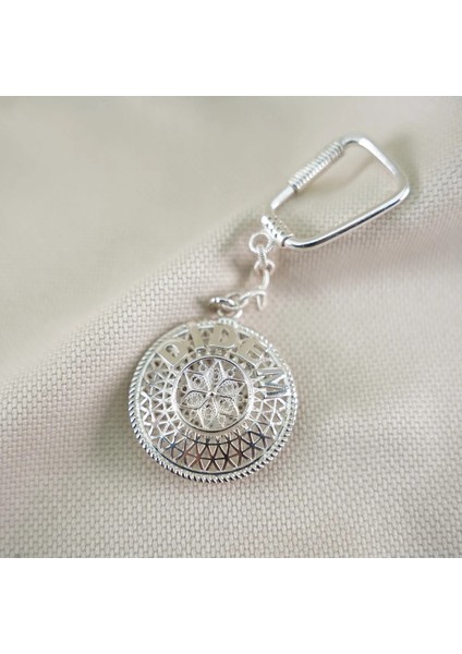 925 Ayar Gümüş Telkari Kişiye Özel Tasarım Iki Isimli Anahtarlık