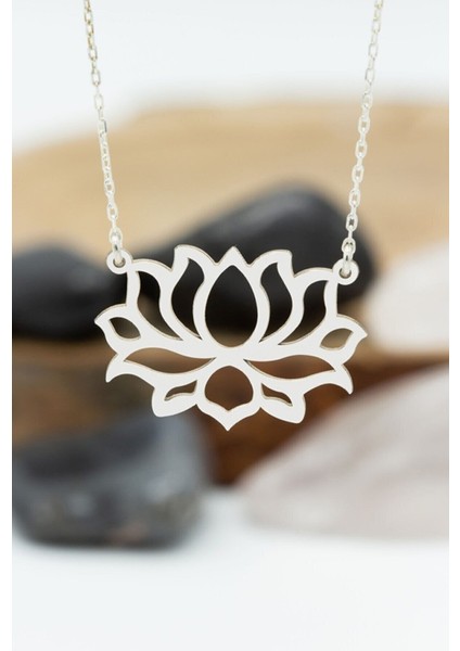Kadın 925 Ayar Gümüş Lotus Çiçeği Kolye