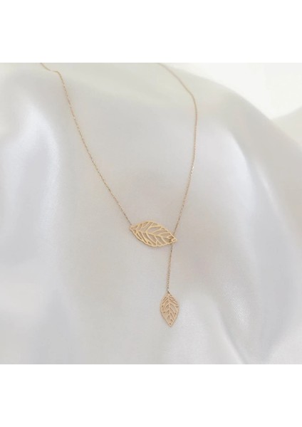 Kadın 925 Ayar Gümüş Yaprak Model Altın Kolye fiyatları