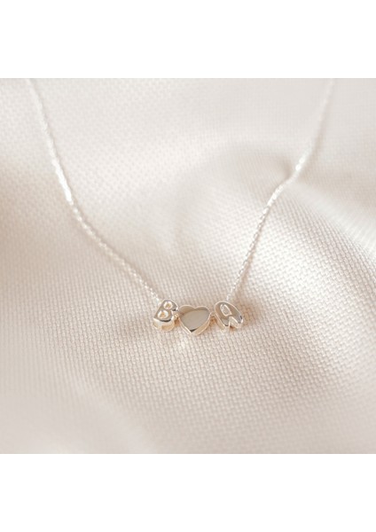 925 Ayar Gümüş Balon Model Minimal 2 Harfli Kalpli Sevgili Kolyesi