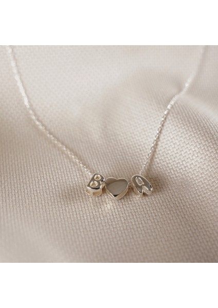 925 Ayar Gümüş Balon Model Minimal 2 Harfli Kalpli Sevgili Kolyesi modelleri