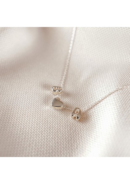 925 Ayar Gümüş Balon Model Minimal 2 Harfli Kalpli Sevgili Kolyesi