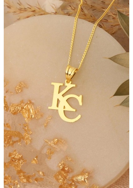 Kadın 925 Ayar Gümüş Iki Harf Gold Kolye