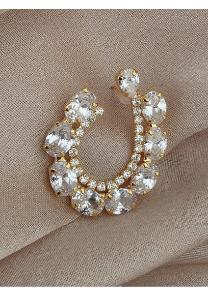 Çiçek Model Zirkon Taşlı Abiye Gold Renk Küpe indirimleri